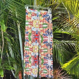 MIROA Tropical Floral Colorful Print Wide Leg Pants size small